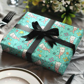 Zeemeermin Kat Nautische Oceaan Kwal Schattige Pat Cadeaupapier