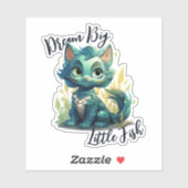 Zeemeermin kat Sticker - "Dream Big Little Fish" (Vel)