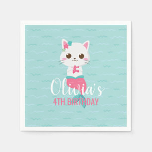 Zeemeermin Kat Verjaardagsfeest Servet