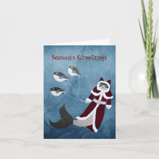 Zeemeermin kat Vouw Kerstkaart Feestdagen Kaart