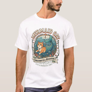 Zeemeermin Kat Zeemeermin Onderwater Kat Vintage V T-shirt