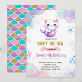 Zeemeermin kattenuitnodiging kaart (Voorkant / Achterkant)