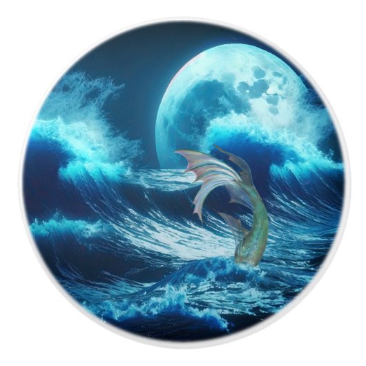 Zeemeermin Keramische Deurtrek Knop (Voorkant)