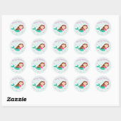 Zeemeermin Kerst Roze Blauwgroen Ronde Sticker (Vel)