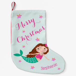 Zeemeermin Kerst Roze Turquoise Persoonlijk Kleine Kerstsok