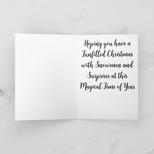 Zeemeermin kerstkaart met Santa Hat en Sneeuwman Kaart (Binnen)