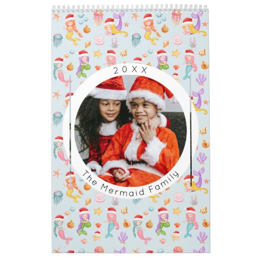 Zeemeermin Kerstman Kerstfoto Kalender (Hoes)