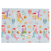 Zeemeermin Kerstman Kerstpatroon Groot Cadeauzakje (Achterkant)