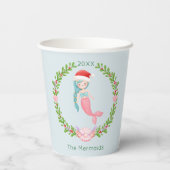 Zeemeermin Kerstman Papieren Bekers (Achterkant)