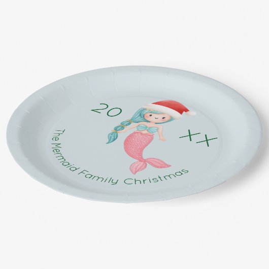 Zeemeermin Kerstman Papieren Bordje (Gekanteld)