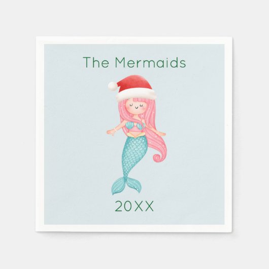 Zeemeermin Kerstman Servet (Voorkant)