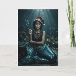 Zeemeermin Kerstman Sigaret Sarcastische Kerst Kaart