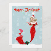 Zeemeermin Kerstmis Bellen Vakantie Feestdagenkaart (Voorkant / Achterkant)