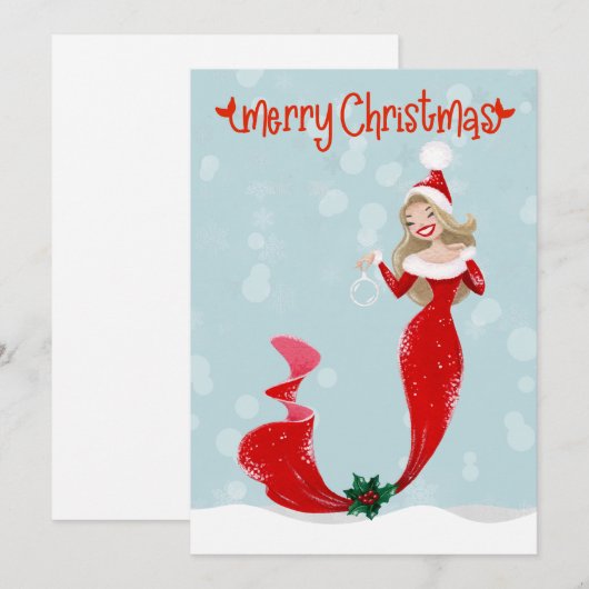 Zeemeermin Kerstmis Bubbles Vakantie Feestdagenkaart (Voorkant / Achterkant)