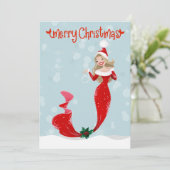 Zeemeermin Kerstmis Bubbles Vakantie Feestdagenkaart (Staand voorkant)