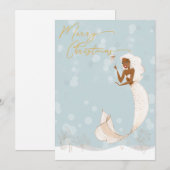 Zeemeermin Kerstmis Goud  Feestdagen Feestdagenkaart (Voorkant / Achterkant)