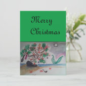 Zeemeermin Kerstmis Kaart (Staand voorkant)