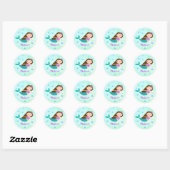 Zeemeermin Kerstmis Paarse Glitter Gepersonaliseer Ronde Sticker (Vel)