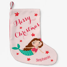 Zeemeermin Kerstmis Roze Gepersonaliseerd