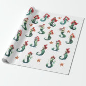 Zeemeermin Kerstmis Waterverf Cadeaupapier (Uitgerold)