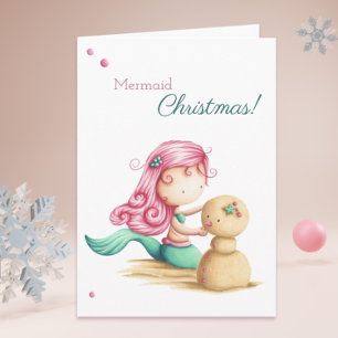 Zeemeermin Kerstmis Zomer Strand Kaart
