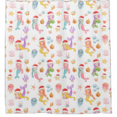 Zeemeermin kerstpatroon douchegordijn (Voorkant)