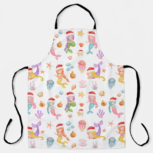 Zeemeermin kerstpatroon schort (Voorkant)