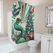  zeemeermin kerstrood en groen wonderland douchegordijn (In situ)