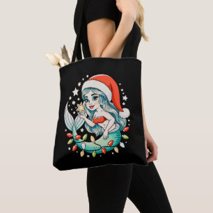 Zeemeermin Kerstverlichting Sinterklaas Hoed Meisj Tote Bag