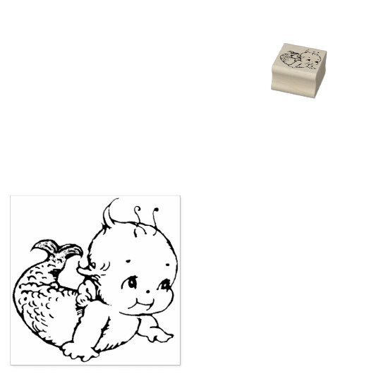 Zeemeermin Kewpie Stamp Rubberstempel (Gestempeld)