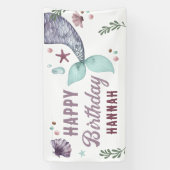 Zeemeermin Kids Verjaardag Zee Paarse Banner (Verticaal)