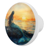 Zeemeermin Kijkt Een Sunrise Art Keramische Knop (Rechts)