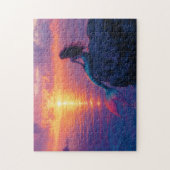 Zeemeermin Kijkt Een Sunset Art Legpuzzel (Verticaal)