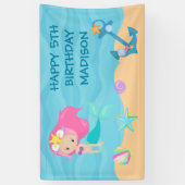 Zeemeermin Kinder Aangepaste Beach Birthday Party Spandoek (Verticaal)