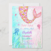 Zeemeermin Kinderen Uitnodiging (Voorkant)