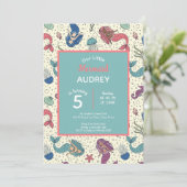 Zeemeermin Kinderen Verjaardag Uitnodiging (Staand voorkant)