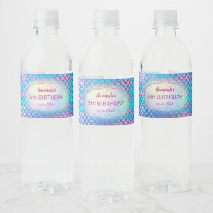 Zeemeermin kinderen Verjaardag Waterfles Etiket