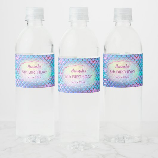 Zeemeermin kinderen Verjaardag Waterfles Etiket (Flessen)