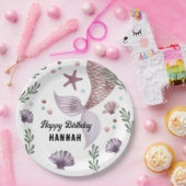 Zeemeermin Kinderen Verjaardag Zee Paarse Papieren Bordje (Feest)