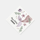 Zeemeermin Kinderen Verjaardag Zee Paarse Servet (Hoek)