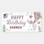 Zeemeermin Kinderen Verjaardag Zee Paarse Spandoek (Horizontaal)