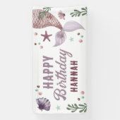 Zeemeermin Kinderen Verjaardag Zee Paarse Spandoek (Verticaal)