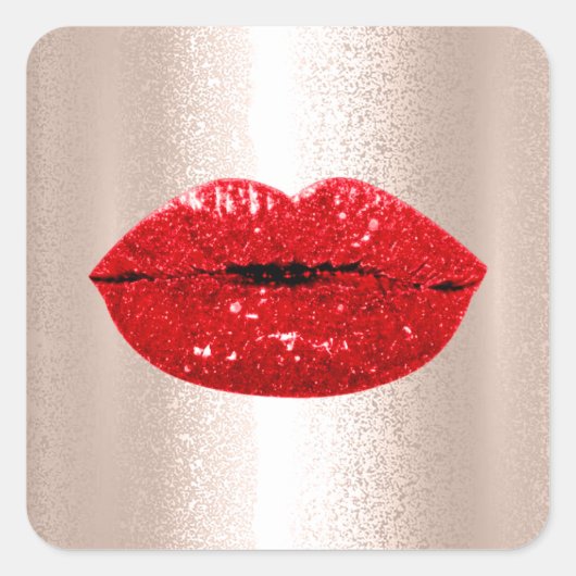 Zeemeermin Kiss Lips Make-up Artiest Red Rose Glam Vierkante Sticker (Voorkant)