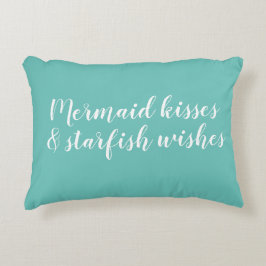 Zeemeermin Kisses Starfish wenst Accent Pillow Kussen