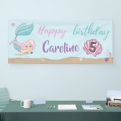 Zeemeermin Kisses Starfish Wishes Happy Birthday Spandoek (Beurs)