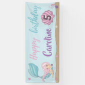 Zeemeermin Kisses Starfish Wishes Happy Birthday Spandoek (Verticaal)