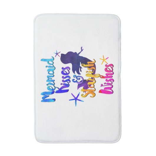 Zeemeermin Kisses & Starfish Wishes Waterverf Beac Badmat (Voorkant Verticaal)