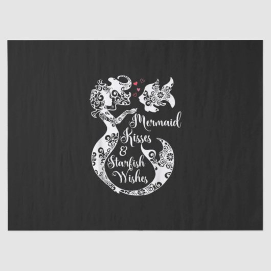 Zeemeermin Kisses Zeester Wensen Mandala Mermai Zw Tissuepapier (Voorkant)