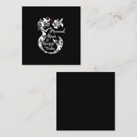 Zeemeermin Kisses Zeester Wensen Mandala Mermai Zw Vierkante Visitekaartje (Voorkant / Achterkant)