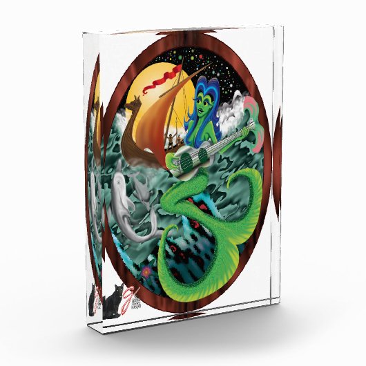 Zeemeermin Kleur Illustratie Acryl Blok (Links)